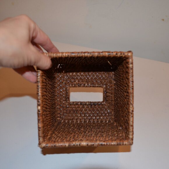 Woven Rattan Square Tissue Box Cover Brown Tropical Decoration, 5.5'x5.5'x5.5' - Picture 5 of 5